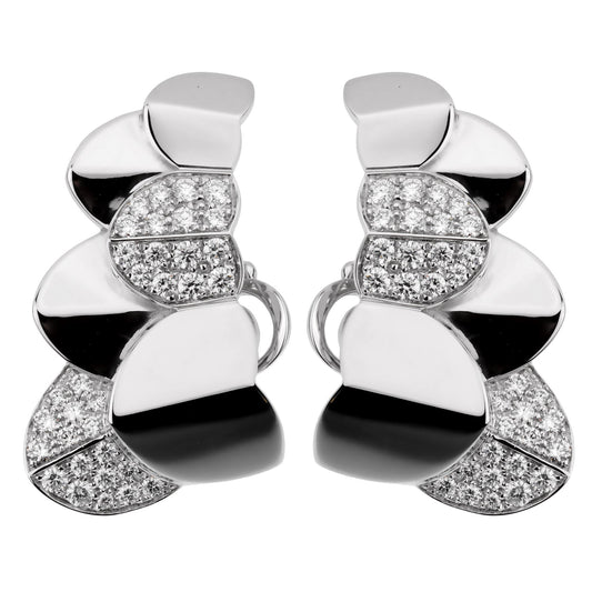 Fred of Paris Double Arc 18k White Gold Diamond Earrings