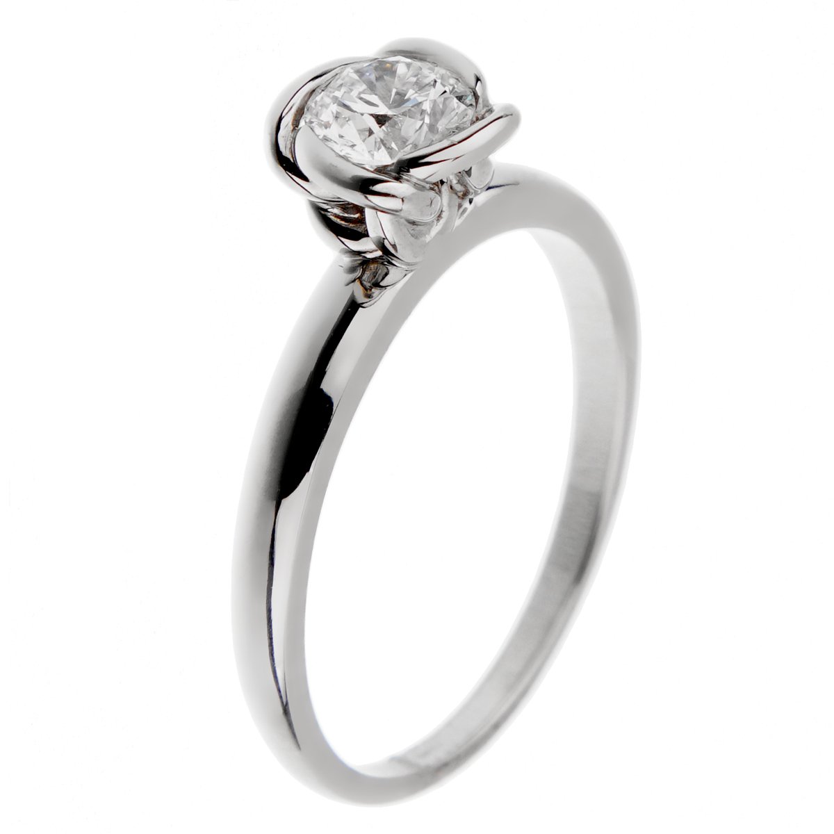 Fred of Paris Fleur Celeste Platinum .51ct Diamond Engagement Ring Sz 5 3/4