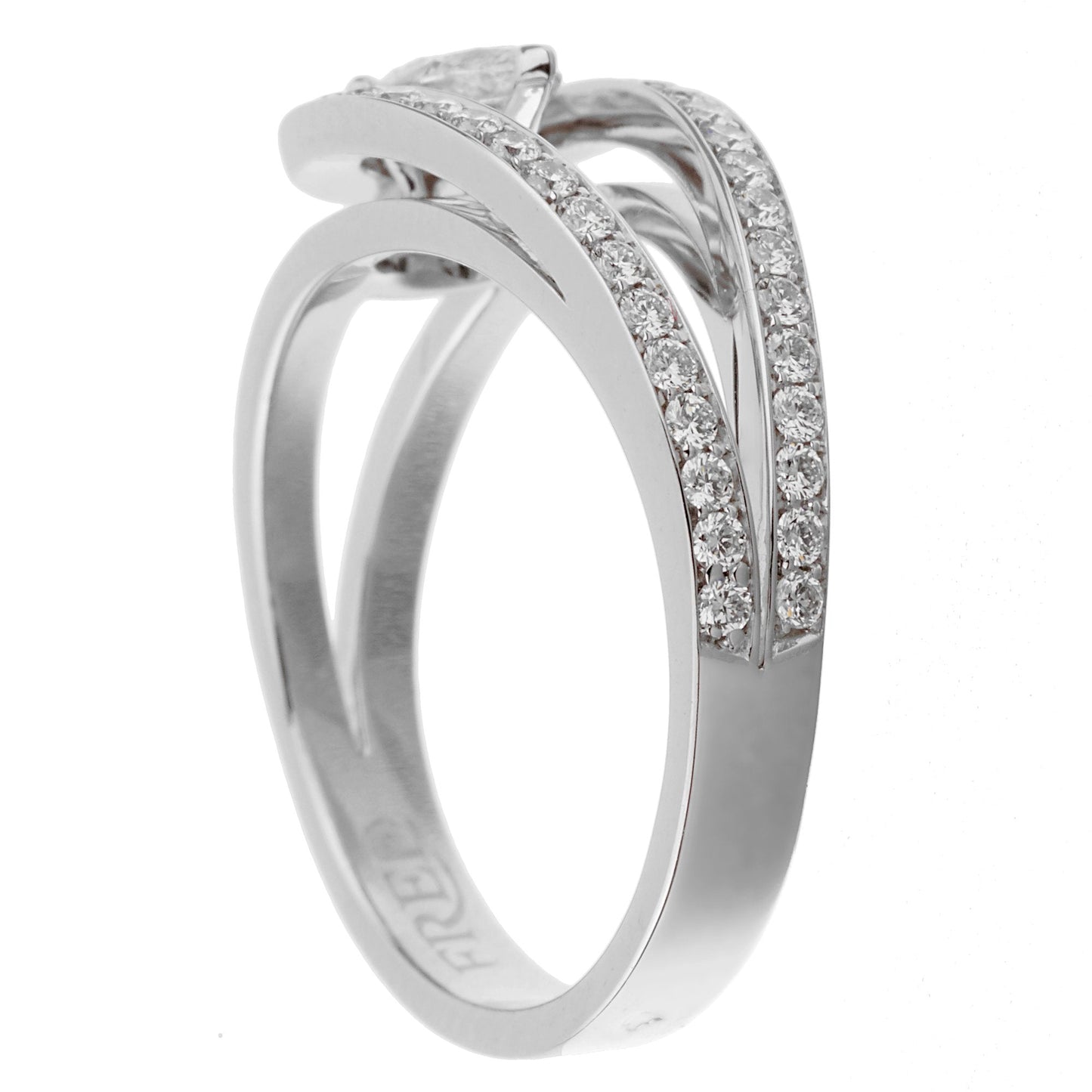 Fred of Paris Lovelight Pear Diamond Platinum Ring Sz 5 1/2