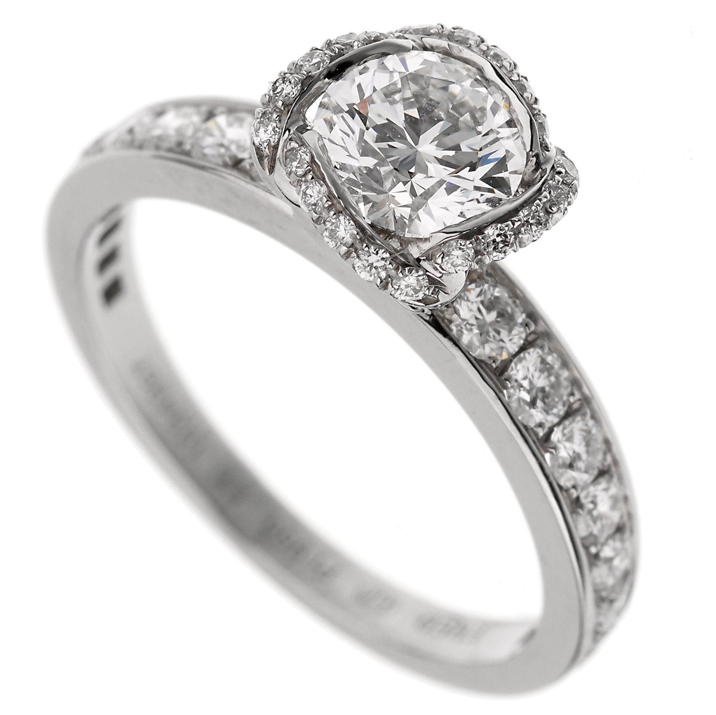 Fred of Paris Platinum Diamond Engagement Ring 1.22 Carat Sz 6 1/4
