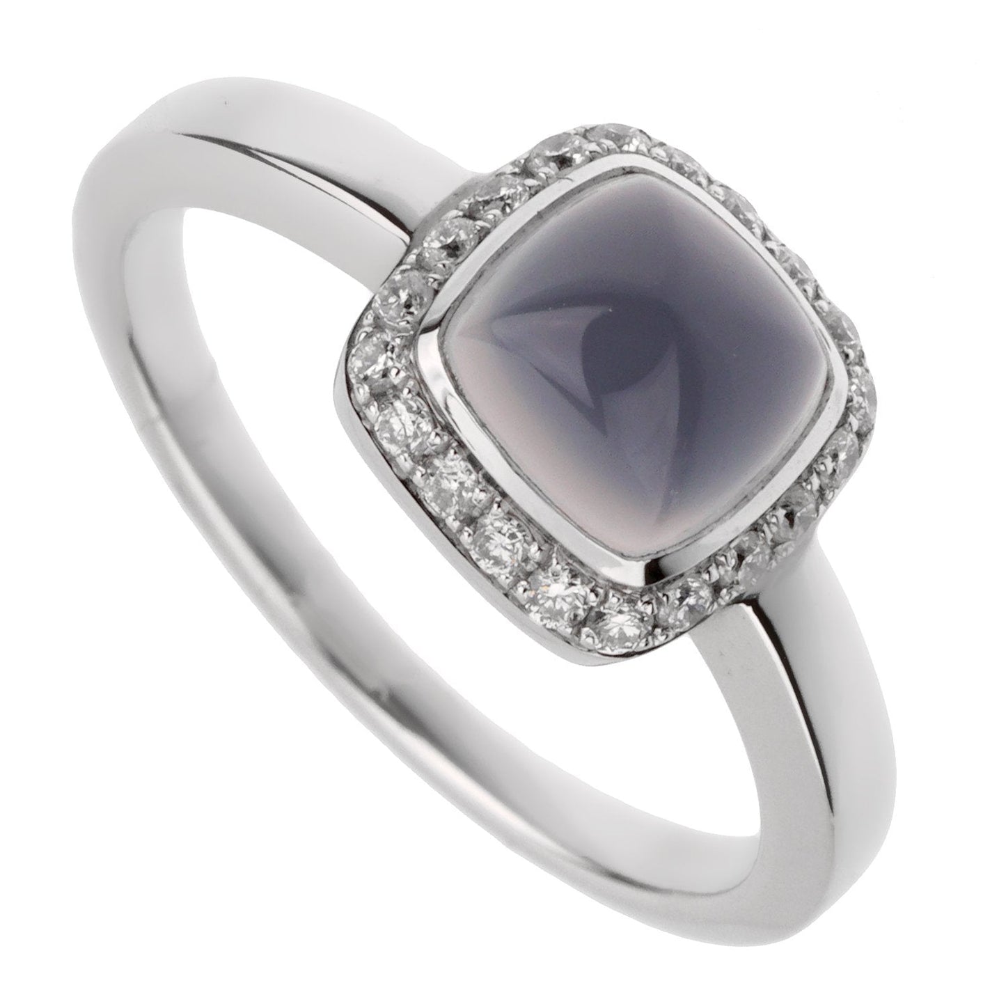 Fred of Paris 18k Sugar Cube Chalcedony Diamond Ring Sz 4 3/4