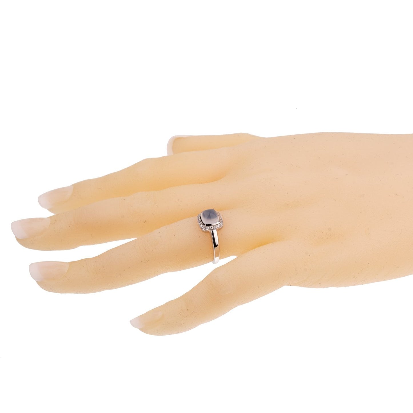Fred of Paris 18k Sugar Cube Chalcedony Diamond Ring Sz 4 3/4