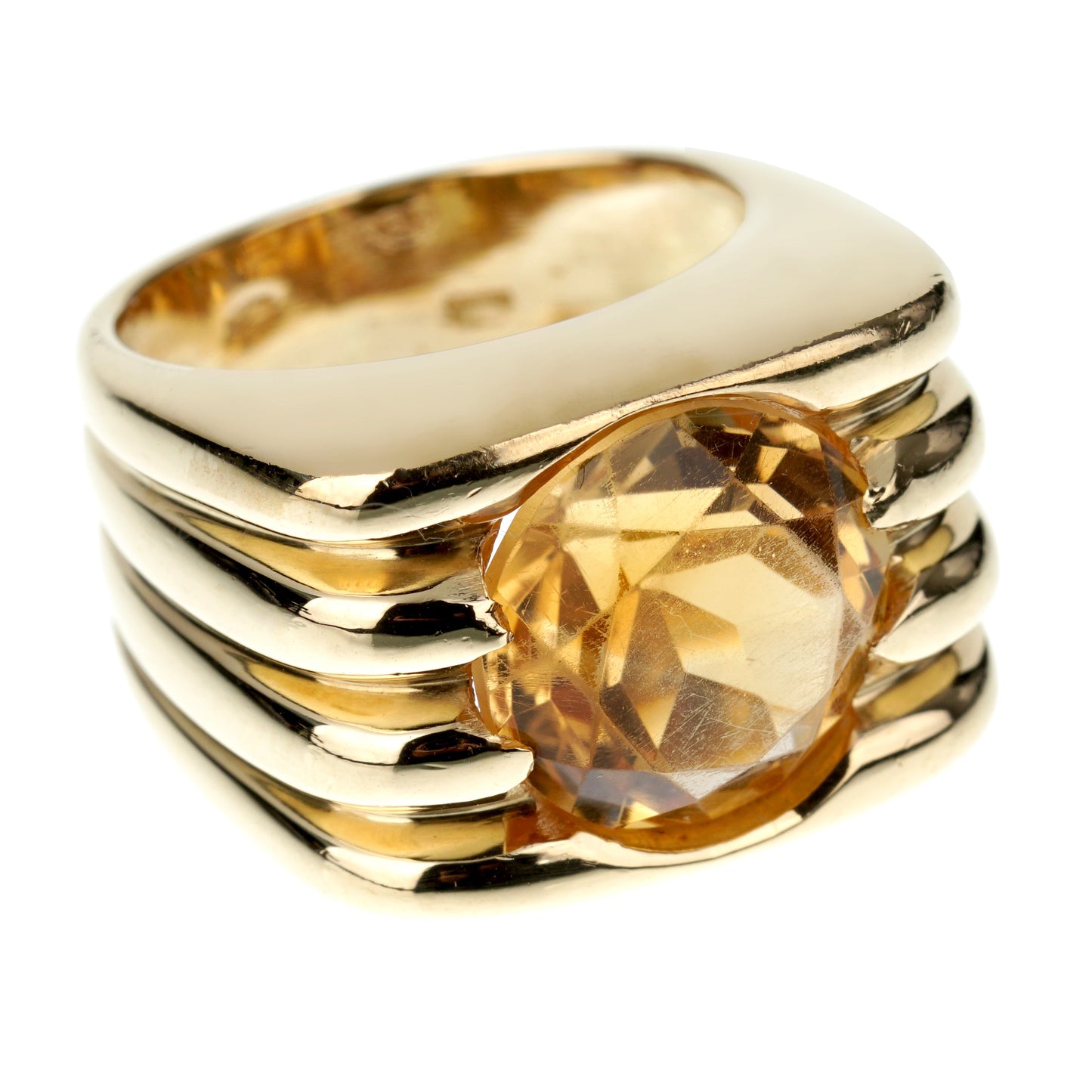 Fred of Paris Vintage Citrine 18k Yellow Gold Cocktail Ring