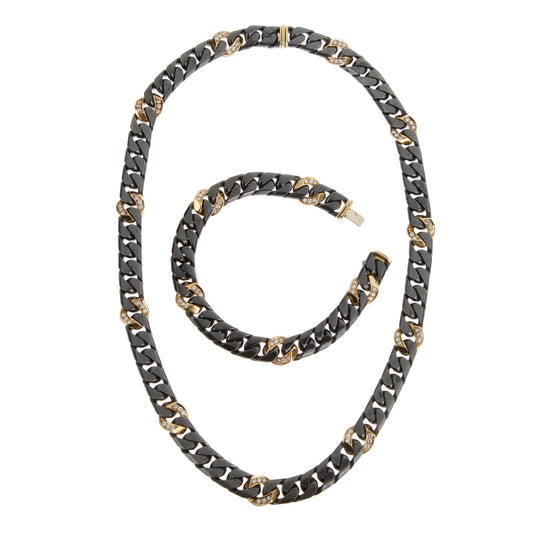 Fred of Paris Vintage 18k Yellow Gold & SS Necklace Bracelet Suite