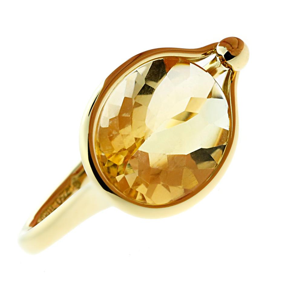 Georg Jensen Citrine Cocktail Yellow Gold Ring