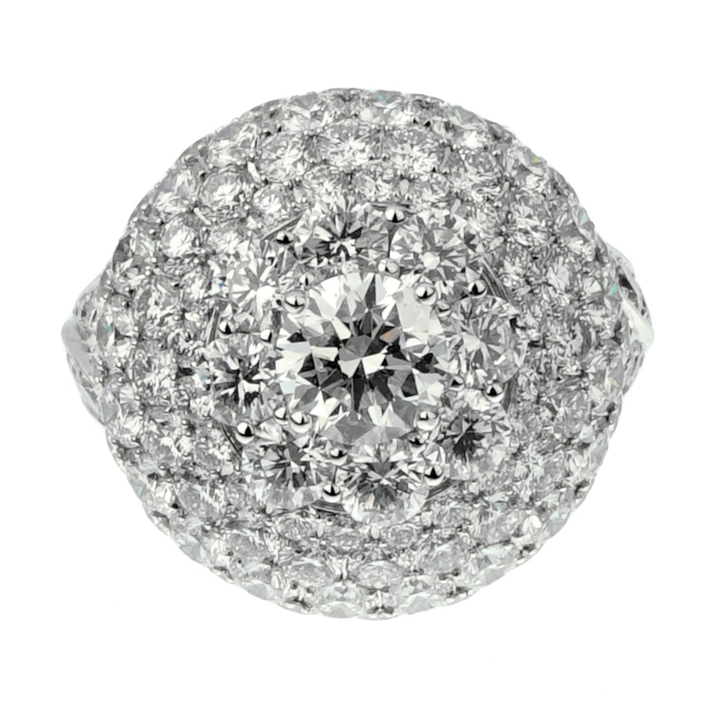 Graff 10.08ct Bombe Diamond White Gold Cocktail Ring Sz 4 3/4