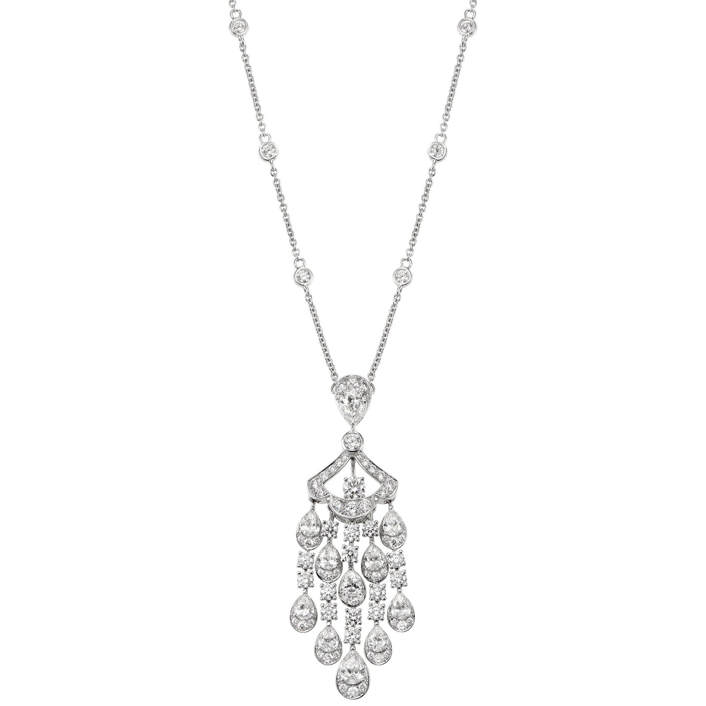 Graff 7.18ct 18k White Gold Diamond Drop Necklace