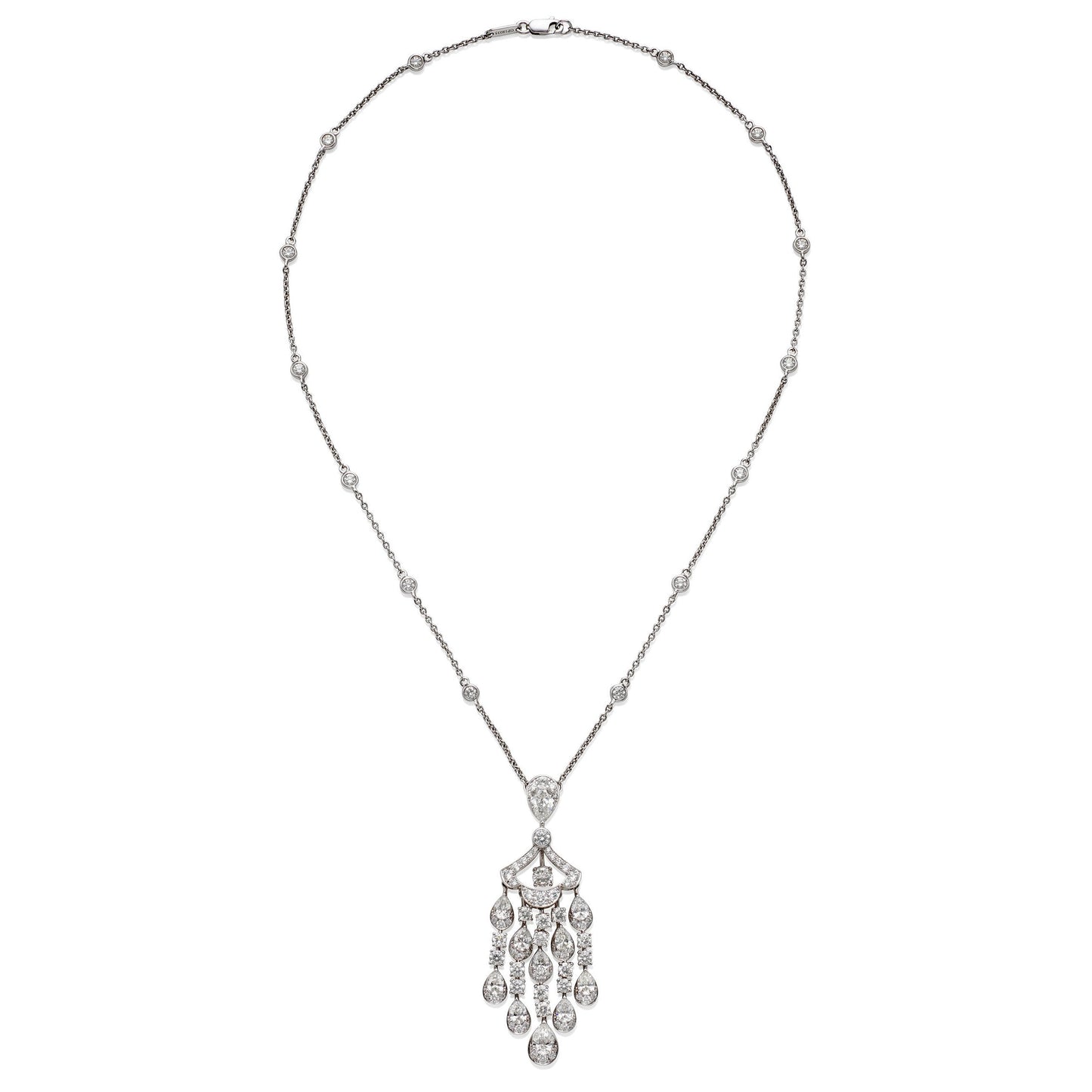 Graff 7.18ct 18k White Gold Diamond Drop Necklace