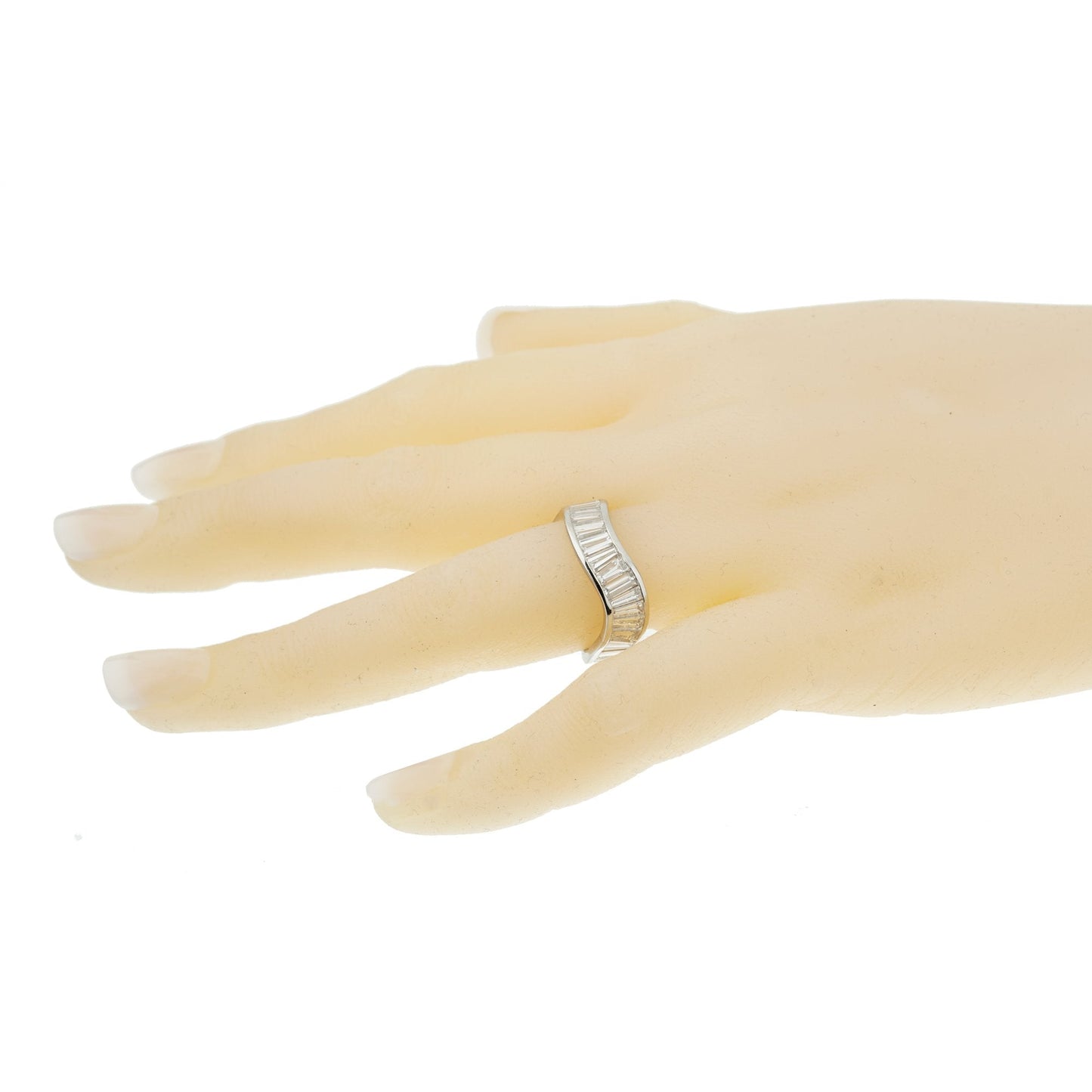 Graff Baguette Diamond Wave Cocktail Platinum Eternity Band Ring Sz 6 1/2