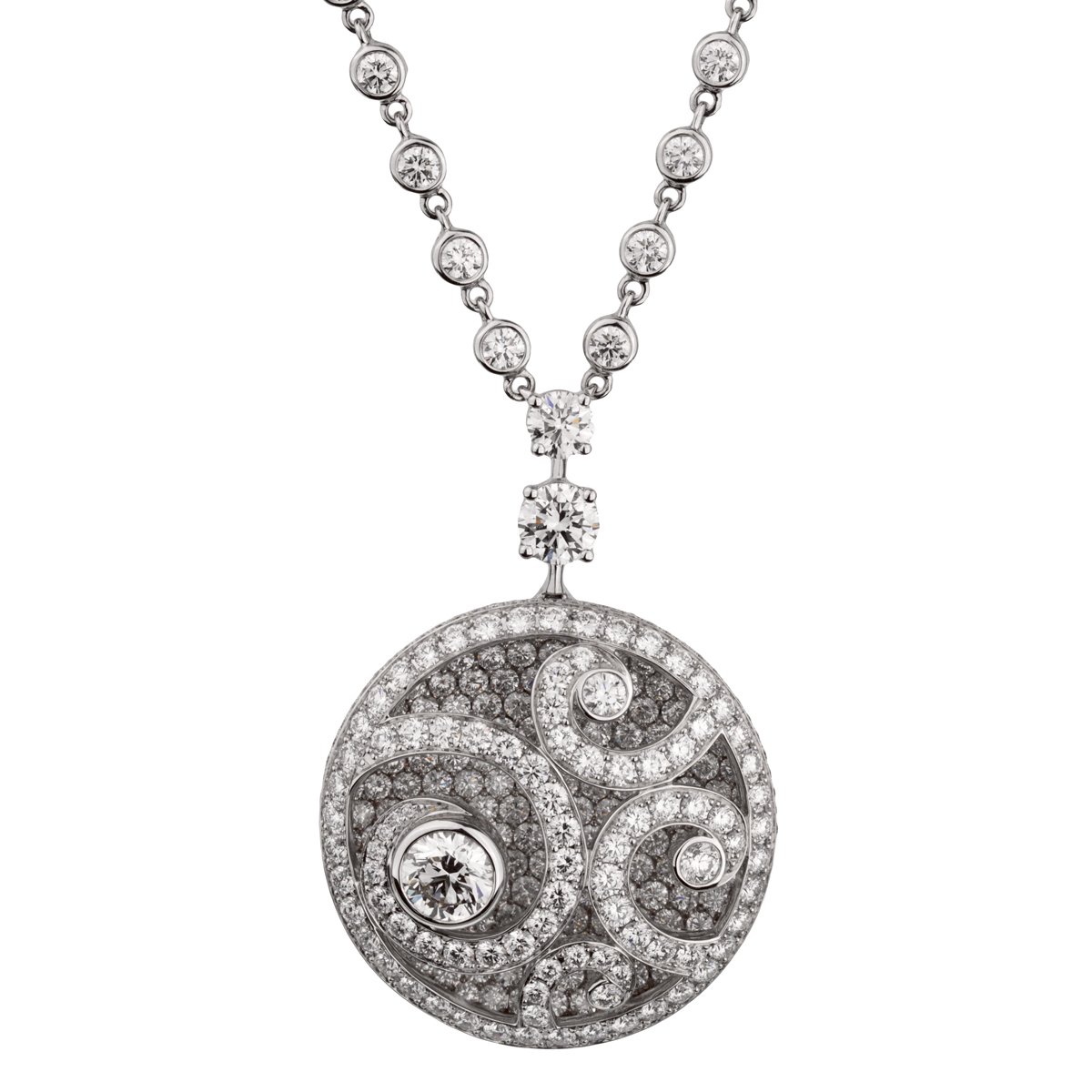 Graff Diamond on Diamond Pendant Drop 18k White Gold Necklace