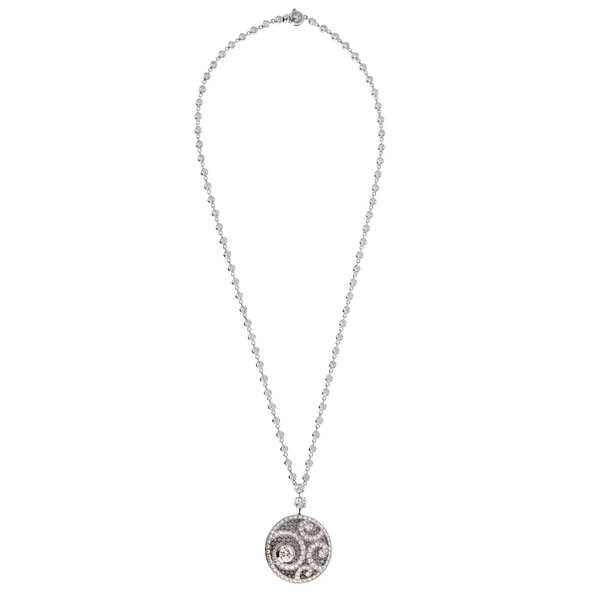 Graff Diamond on Diamond Pendant Drop 18k White Gold Necklace