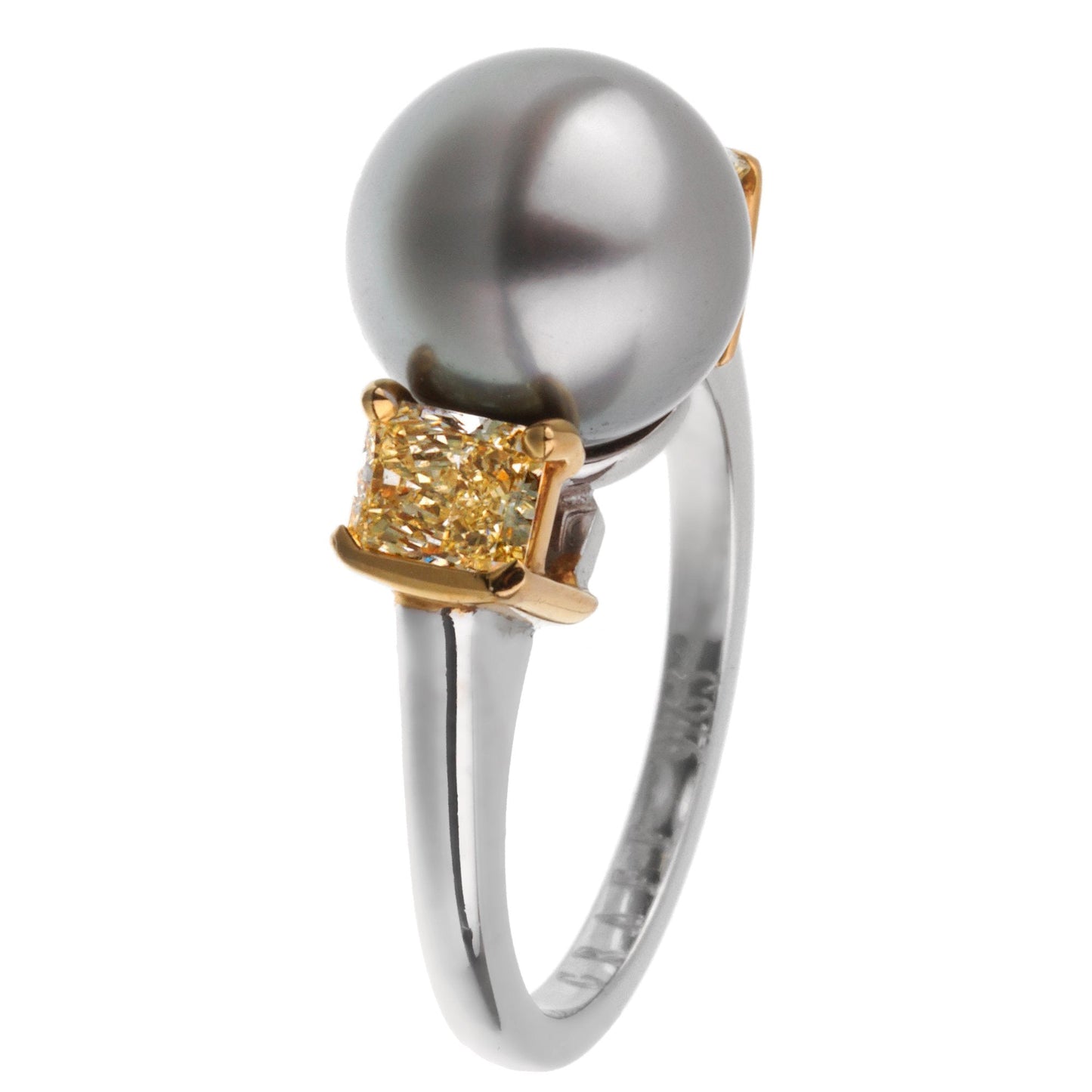 Graff Pearl Yellow Diamond Platinum Cocktail Ring Sz 5 1/2