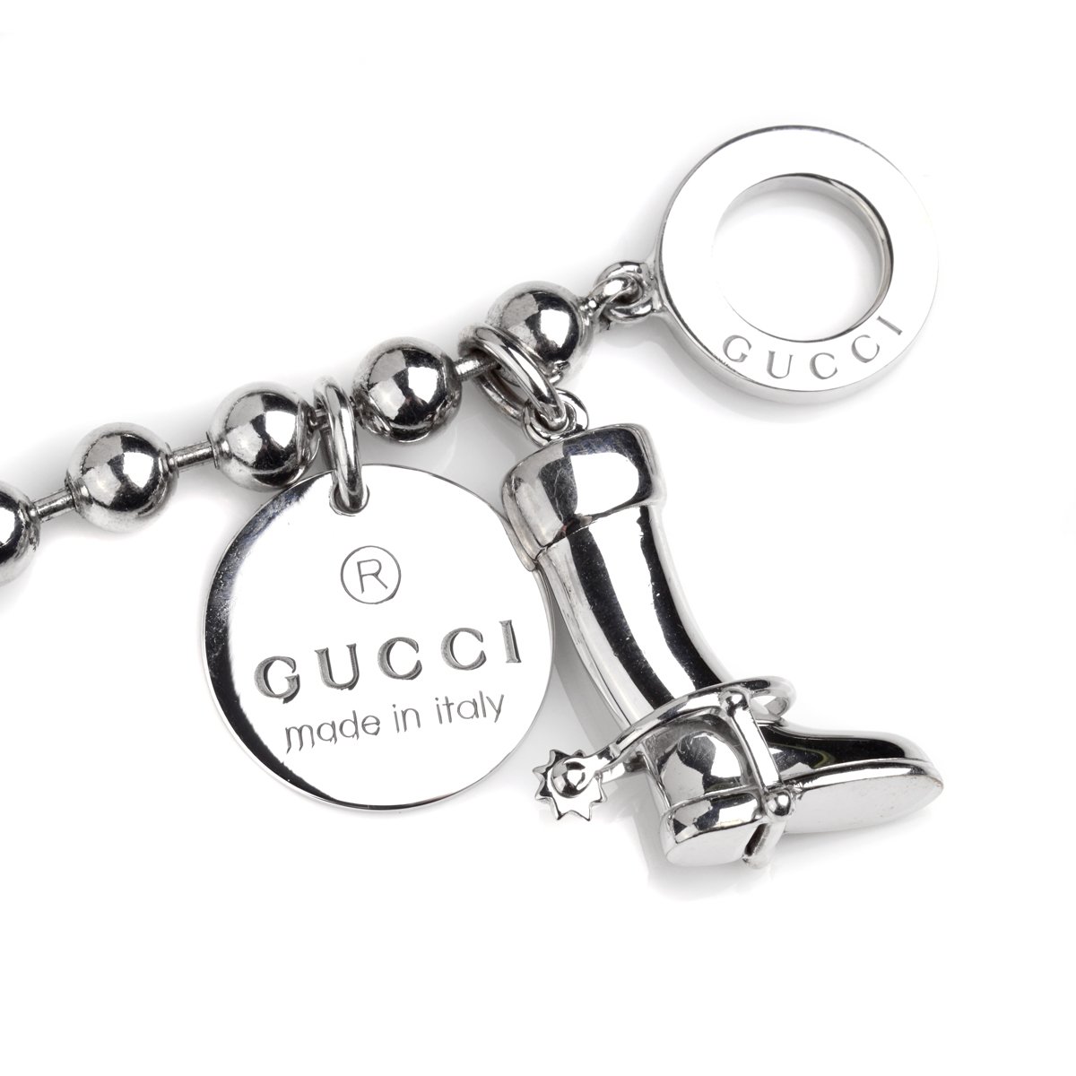 Gucci Bead Charm Toggle Silver Bracelet