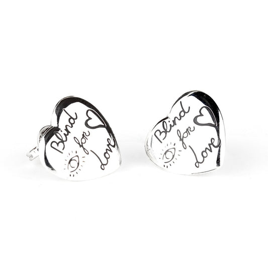 Gucci Blind for Love Heart Silver Earrings