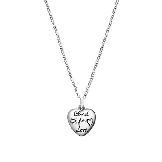 Gucci Blind for Love Heart Silver Necklace