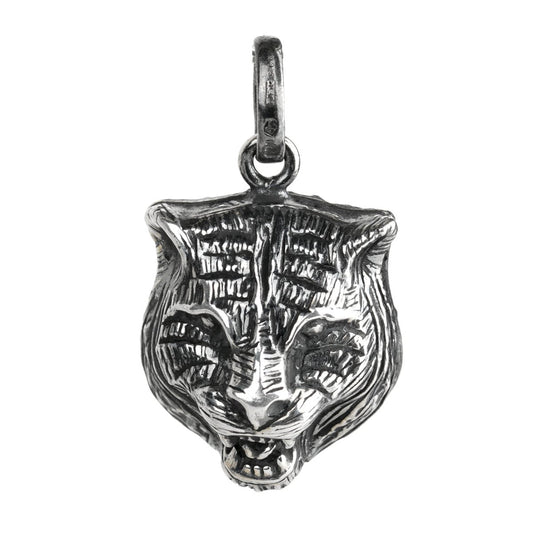 Gucci Cat Burnished Silver Charm Pendant