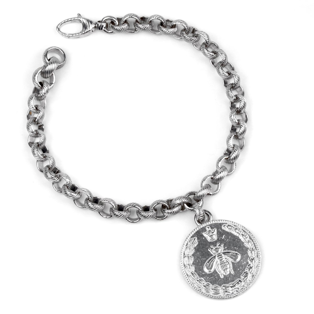 Gucci Charm Double G Bee Silver Bracelet