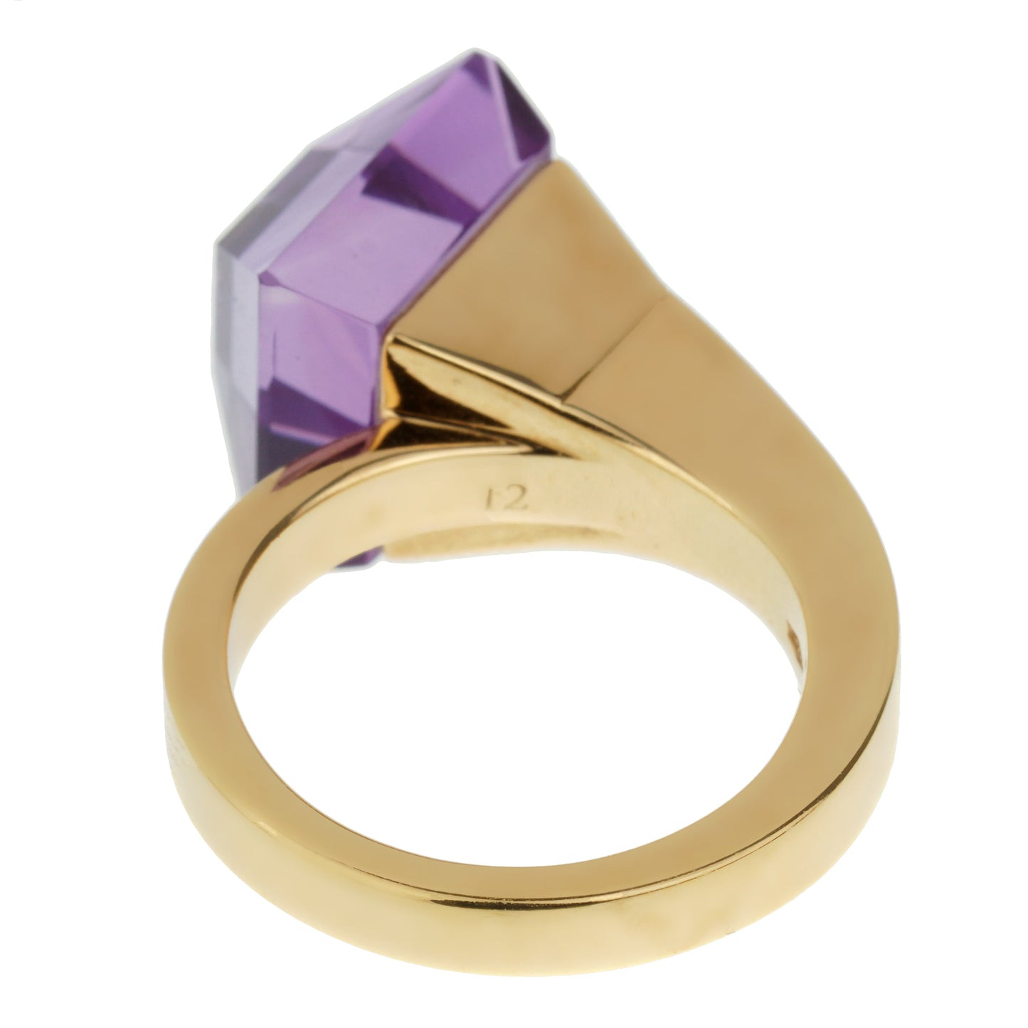Gucci Chiodo Vintage Amethyst 18k Yellow Gold Cocktail Ring Sz 5 3/4
