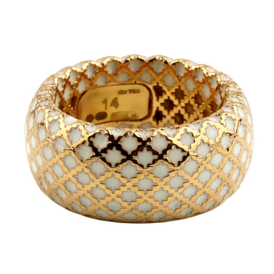 Gucci Diamantissima White Enamel Gold Ring
