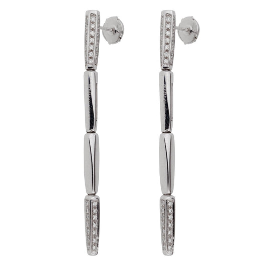 Gucci Diamond 18k White Gold Drop Earrings