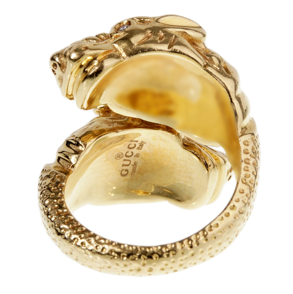 Gucci Double Tiger Diamond Yellow Gold Ring Sz 6
