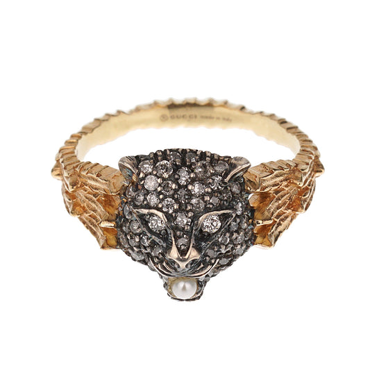 Gucci Feline Diamond 18k Yellow Gold Cocktail Ring