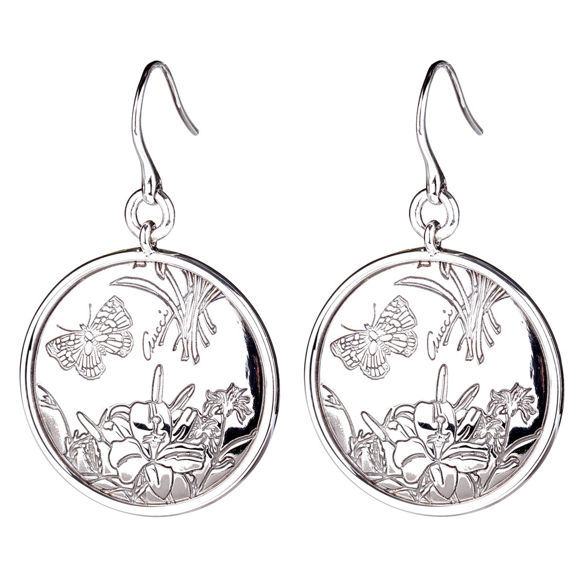 Gucci Flora Silver Drop Earrings