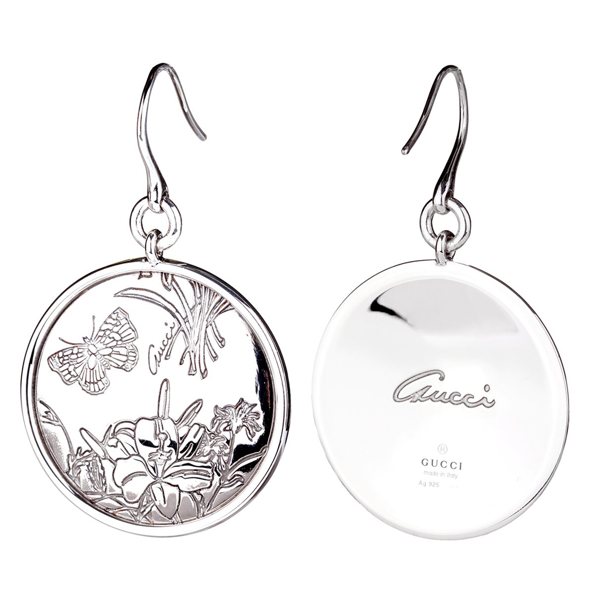 Gucci Flora Silver Drop Earrings