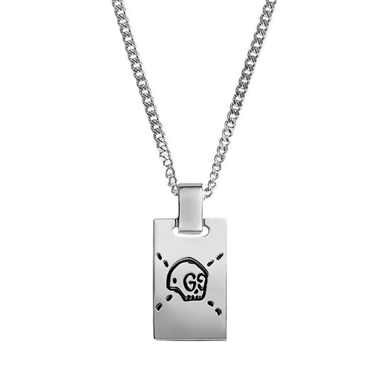 Gucci Ghost Tag Pendant Silver Necklace