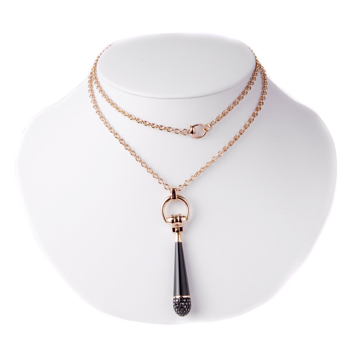 Gucci Horsebit Black Diamond Rose Gold Necklace