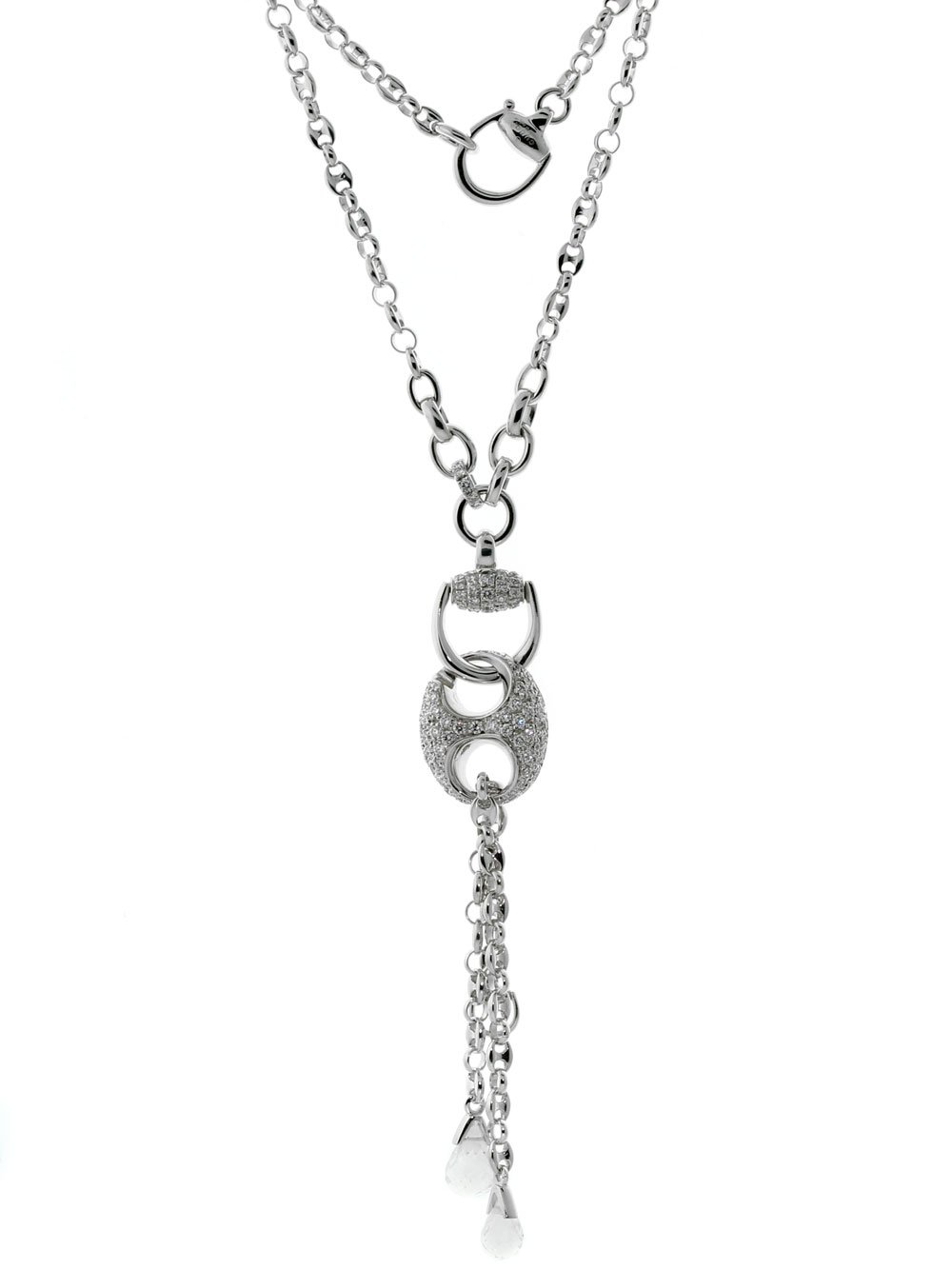 Gucci Horsebit Diamond Necklace in White Gold
