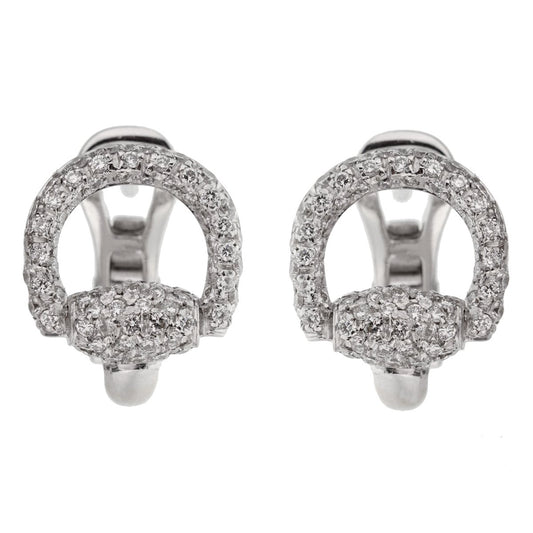 Gucci Horsebit Diamond White Gold Earrings