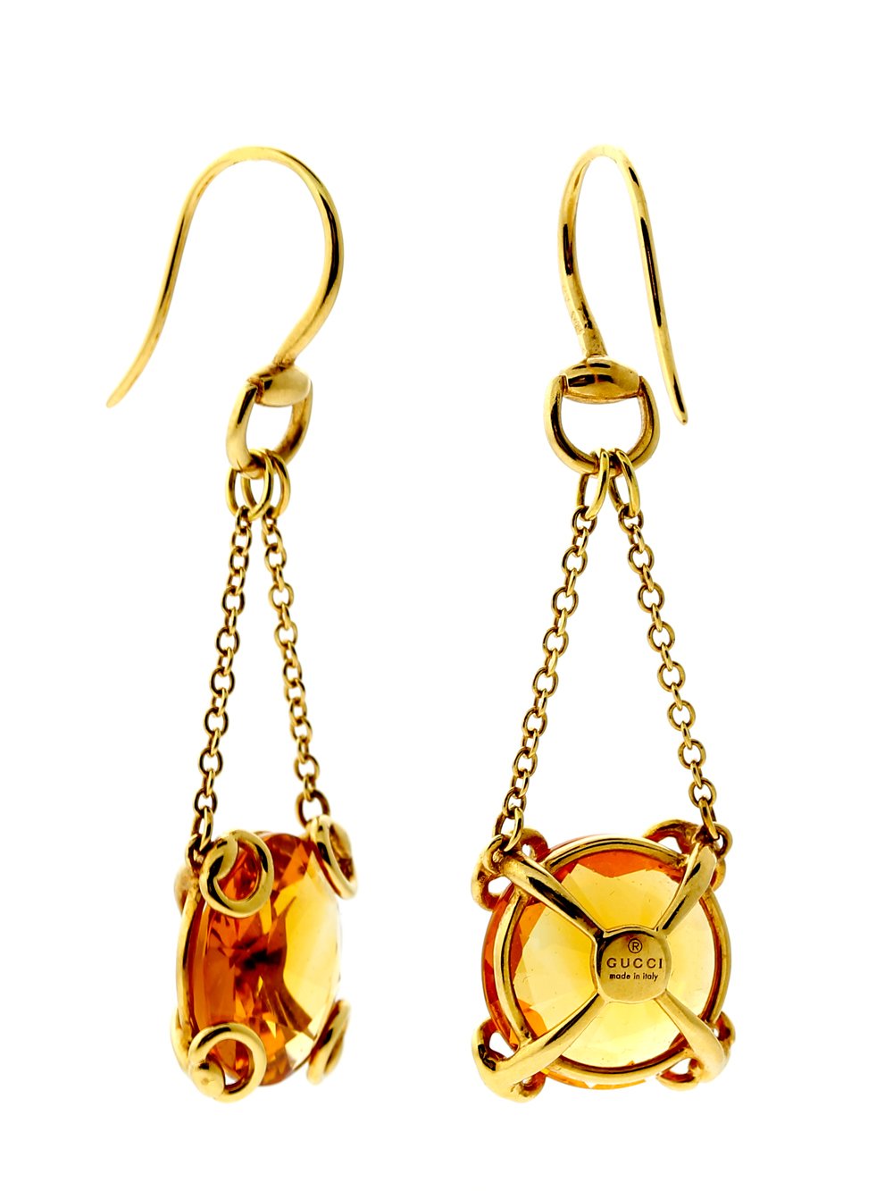 Gucci Horsebit Gold Citrine Earrings