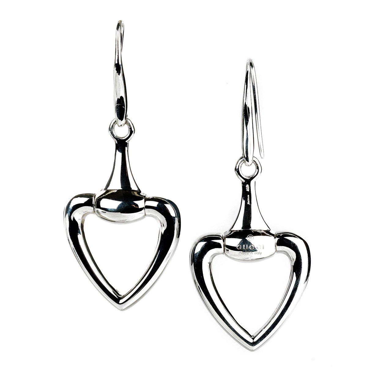 Gucci Horsebit Heart Silver Drop Earrings