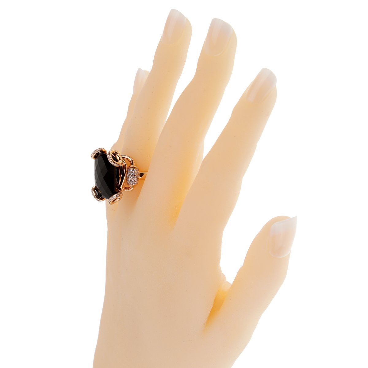 Gucci Horsebit Onyx Diamond Rose Gold Ring