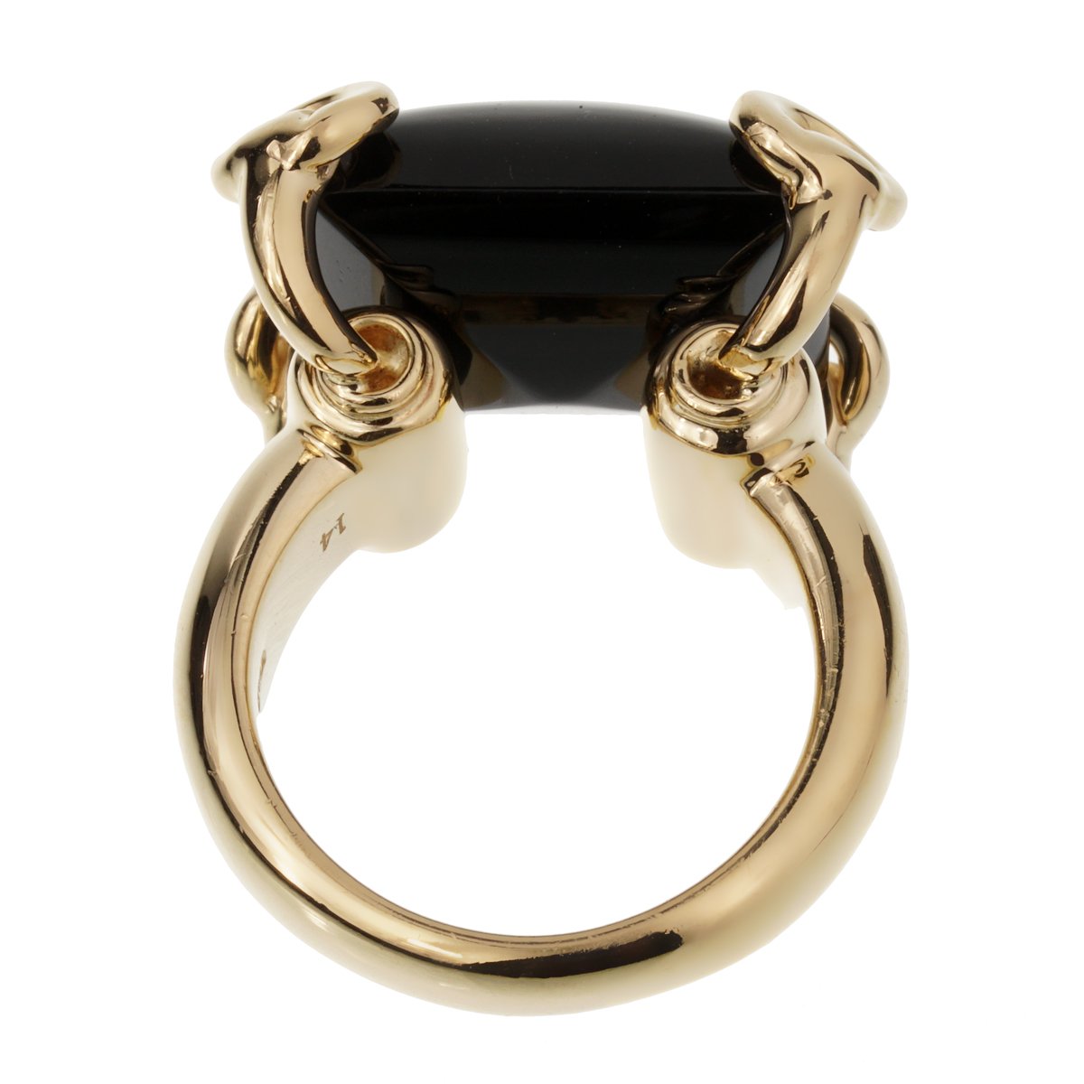 Gucci Horsebit Onyx Yellow Gold Cocktail Ring