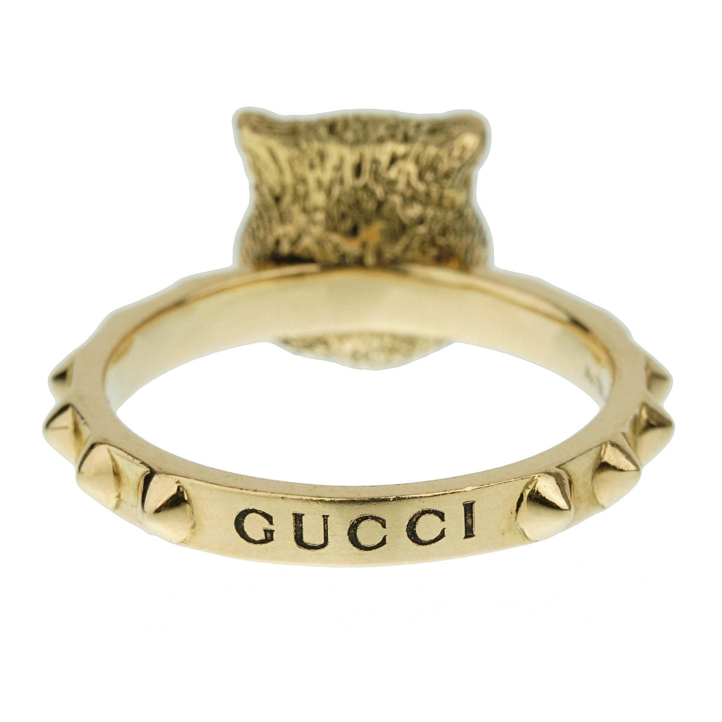 Gucci Le Marche Des Marveilles Diamond Yellow Gold Cat Ring Sz 6 1/4