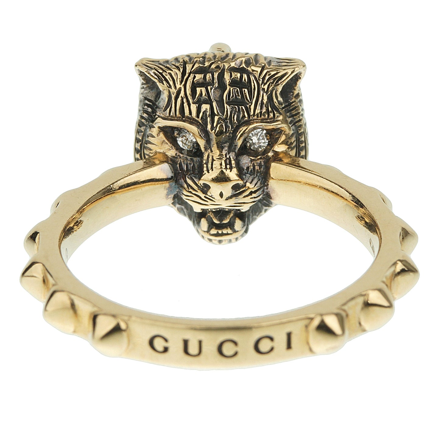 Gucci Le Marche Des Merveilles Topaz Diamond Yellow Gold Ring Sz 6