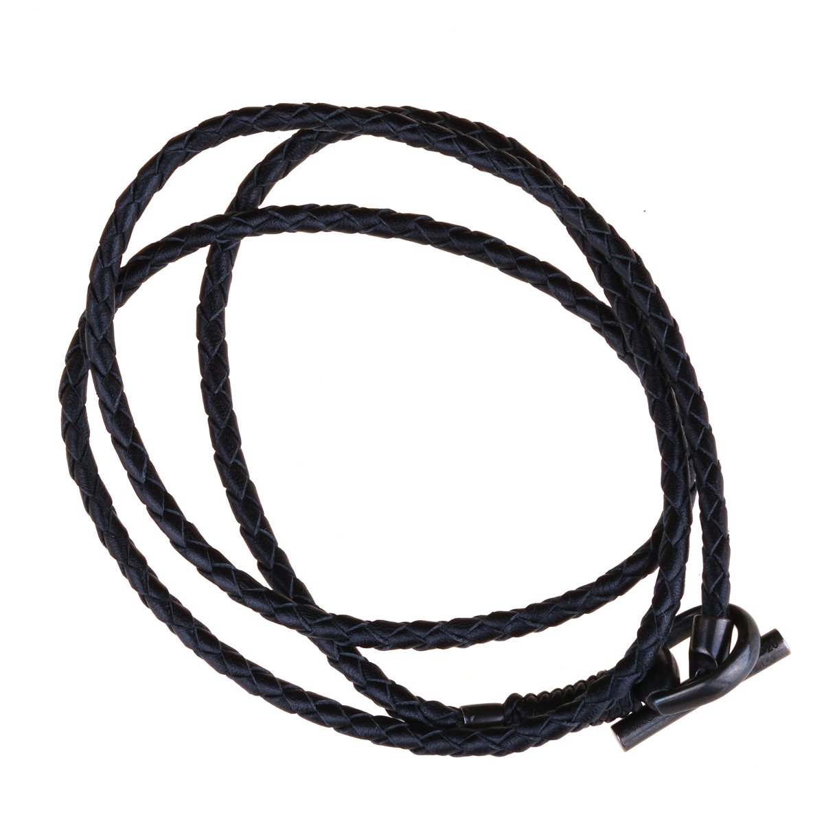 Gucci Leather Horsebit Burnished Silver Bracelet
