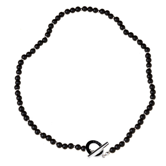 Gucci Onyx Bead Silver Necklace
