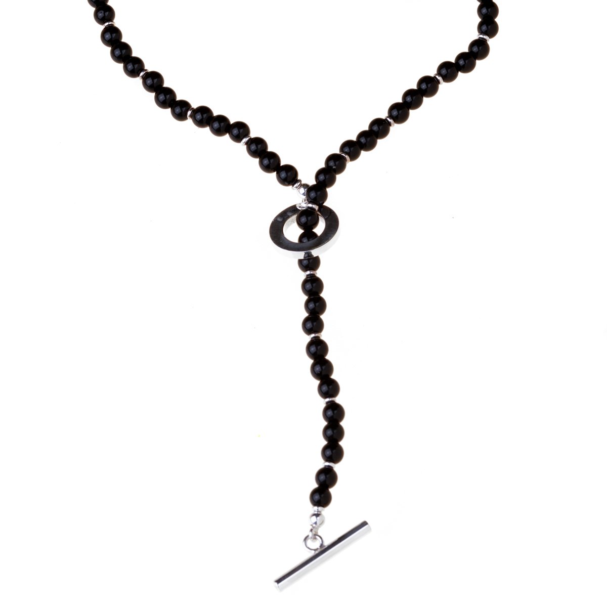 Gucci Onyx Bead Silver Necklace
