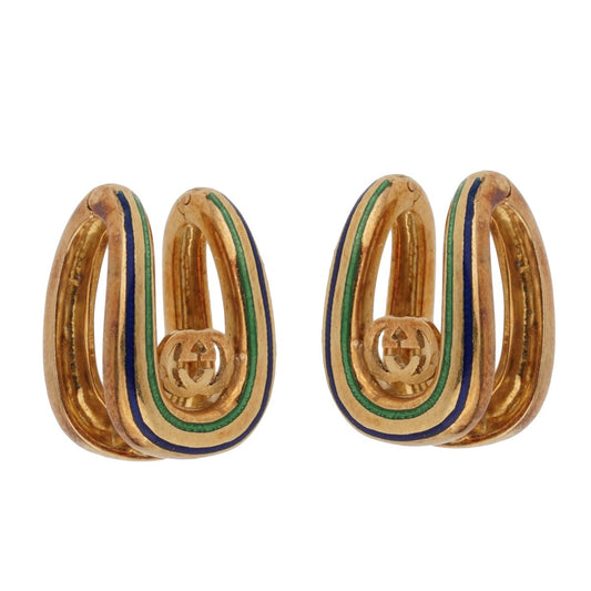 Gucci Vintage Enamel 18k Yellow Gold Cufflinks