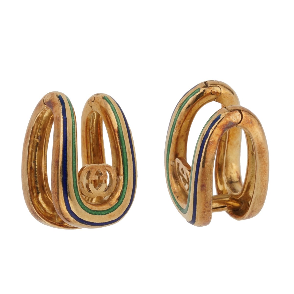 Gucci Vintage Enamel 18k Yellow Gold Cufflinks