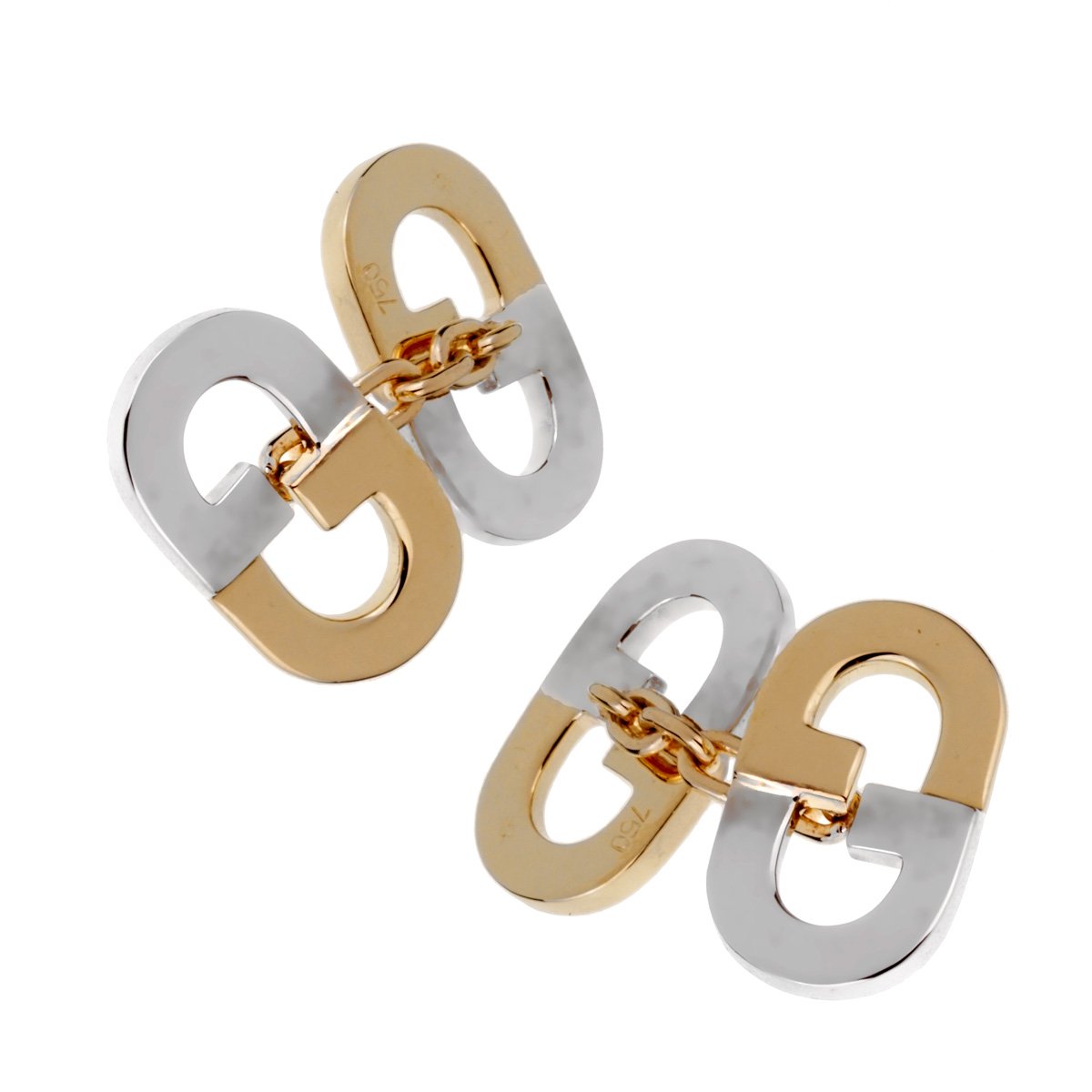 Gucci Vintage GG Two Tone Gold Cufflinks