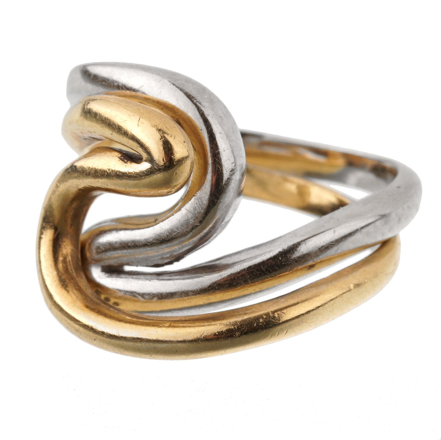 Gucci Vintage Swirl Cocktail 18k Yellow White Gold Rings Sz 3 1/4