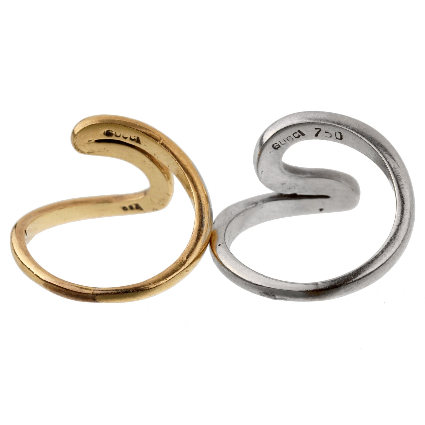 Gucci Vintage Swirl Cocktail 18k Yellow White Gold Rings Sz 3 1/4
