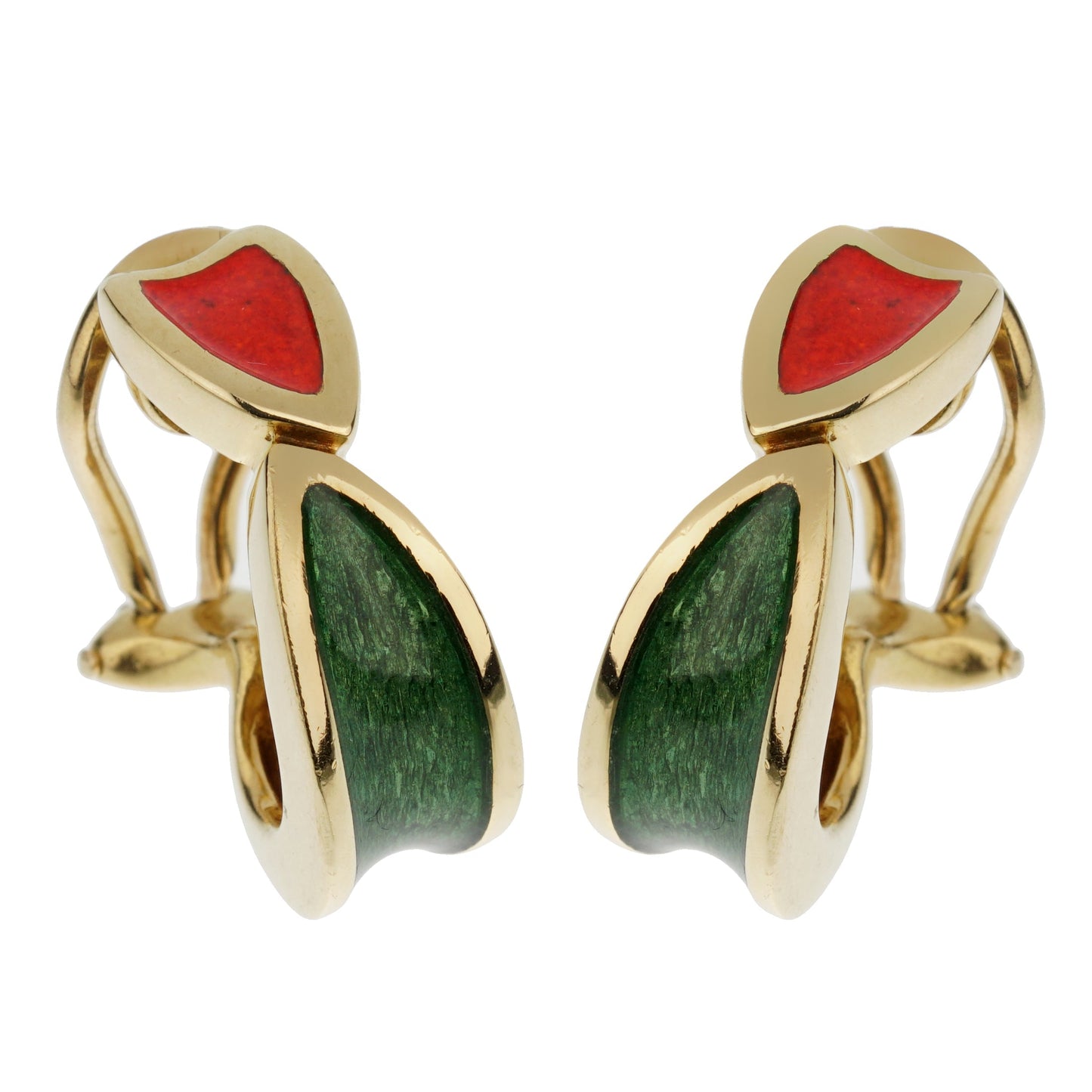 Gucci Vintage Yellow Gold Hoop Enamel Earrings