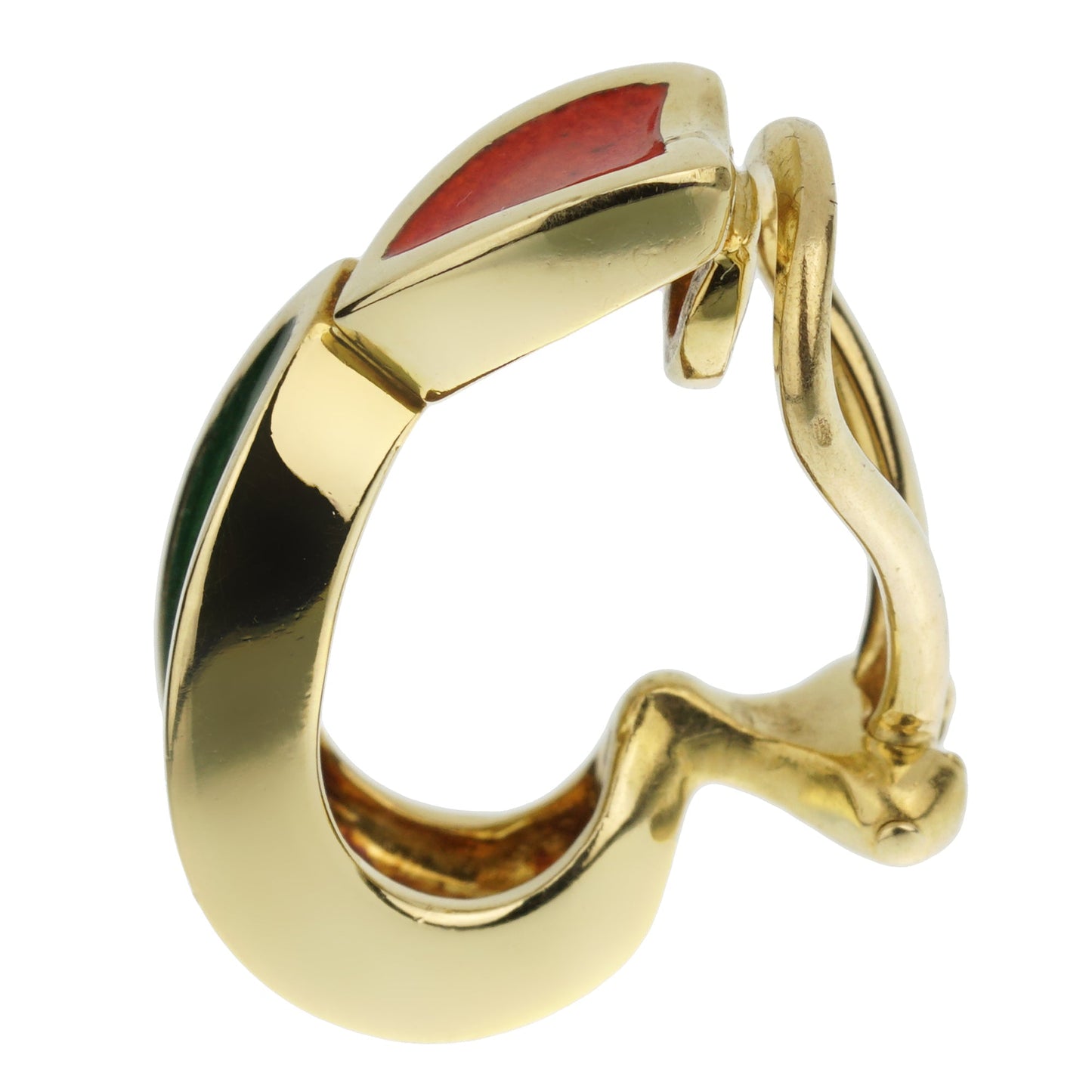Gucci Vintage Yellow Gold Hoop Enamel Earrings