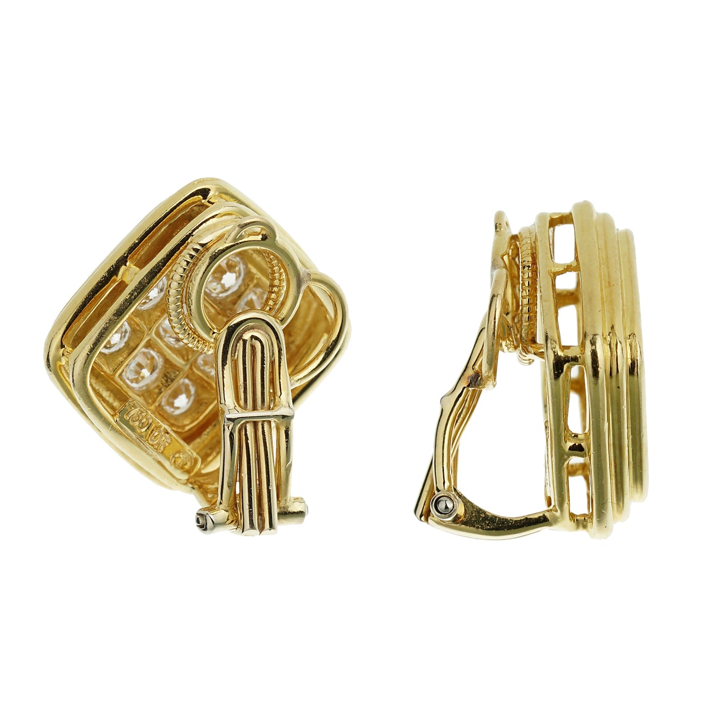 Harry Winston Vintage 18k Yellow Gold Diamond Earrings