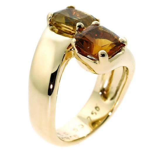 Hermes Vintage Citrine Bypass Cocktail 18K Yellow Gold Ring